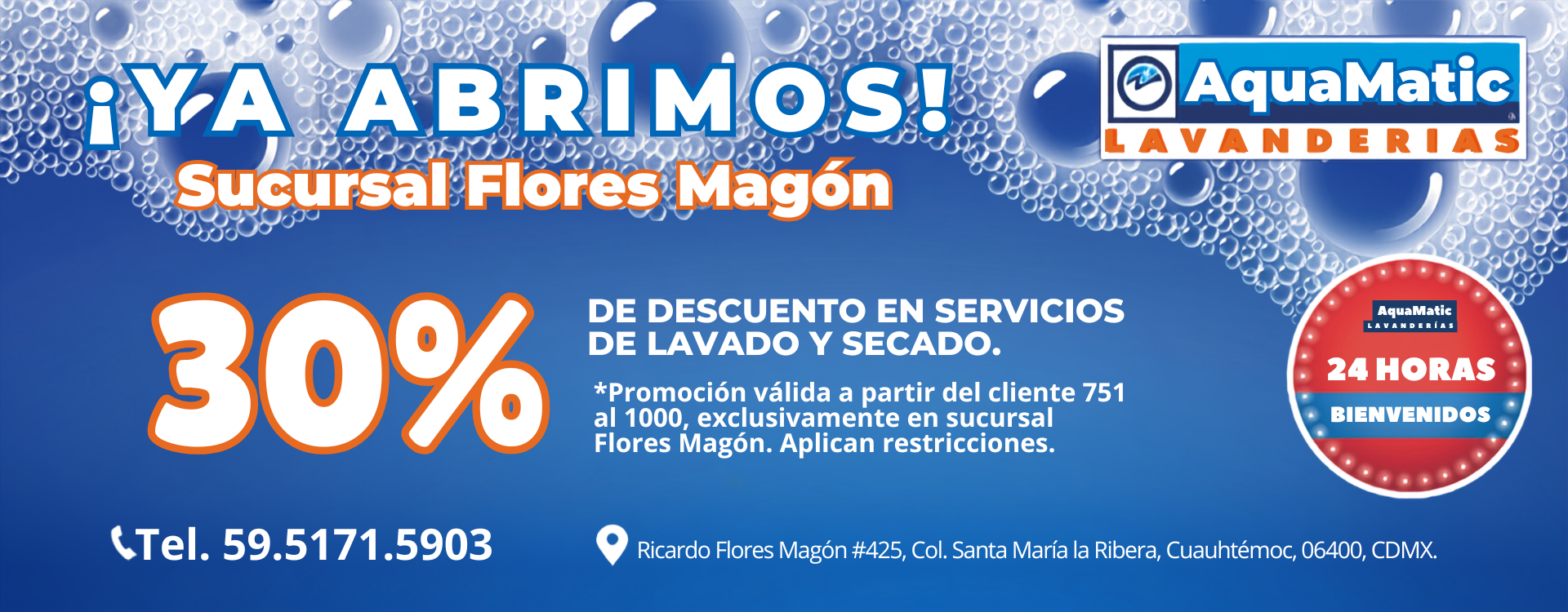 30% de descuento en servicios de lavado y secado